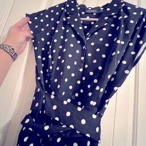 Navy Blue and white Dot Dress